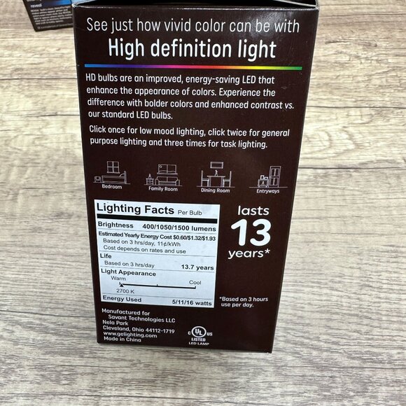 Lot Of 4 GE Relax LED A19 Light Bulb HD Light 3- Way 5w 11w 16w Soft White - Picture 8 of 9